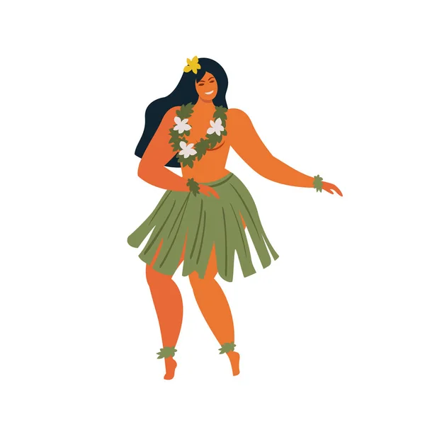 Hawaii hula táncosok fiatal csinos nőt. Vektoros illusztráció. — Stock Vector