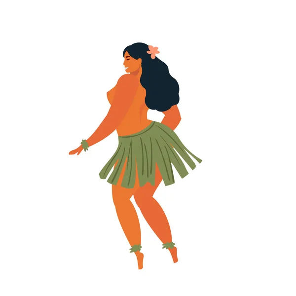 Bailarinas hawaianas hula joven mujer bonita. Ilustración vectorial . — Archivo Imágenes Vectoriales