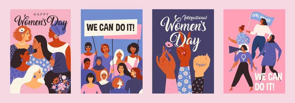 국제 여성의 날입니다. 카드, 포스터, 플라이어 및 다른 사용자에 대 한 벡터 템플릿. — 스톡 벡터