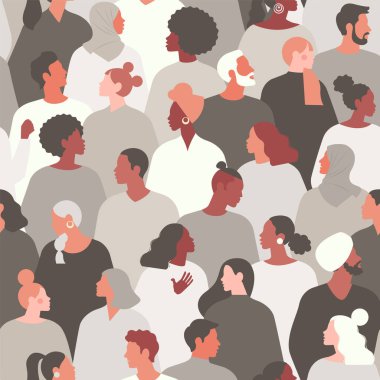 Irkçılık konsepti. Irkçılığı bırak. Protesto eden insanların imajı, eşitlik. Siyahların hayatı önemlidir. Vektör hisse senedi çizimi. Düz stil. Kusursuz desen.