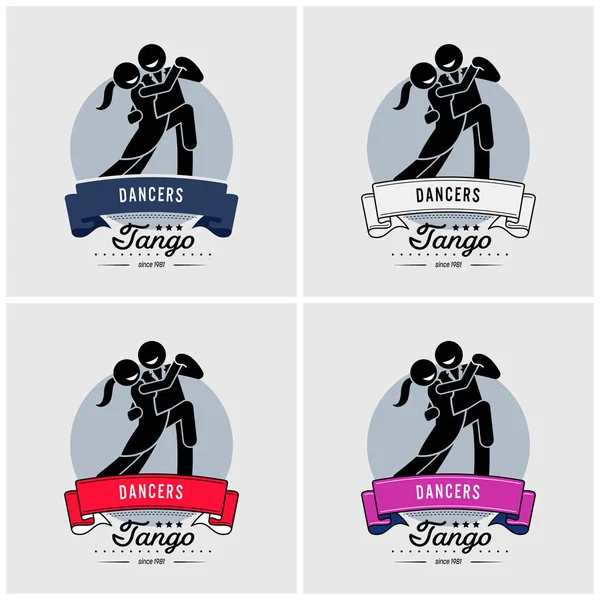 Dans Kulübü Veya Sınıf Logo Tasarımı Vektör Çizimleri Tango Vals — Stok Vektör