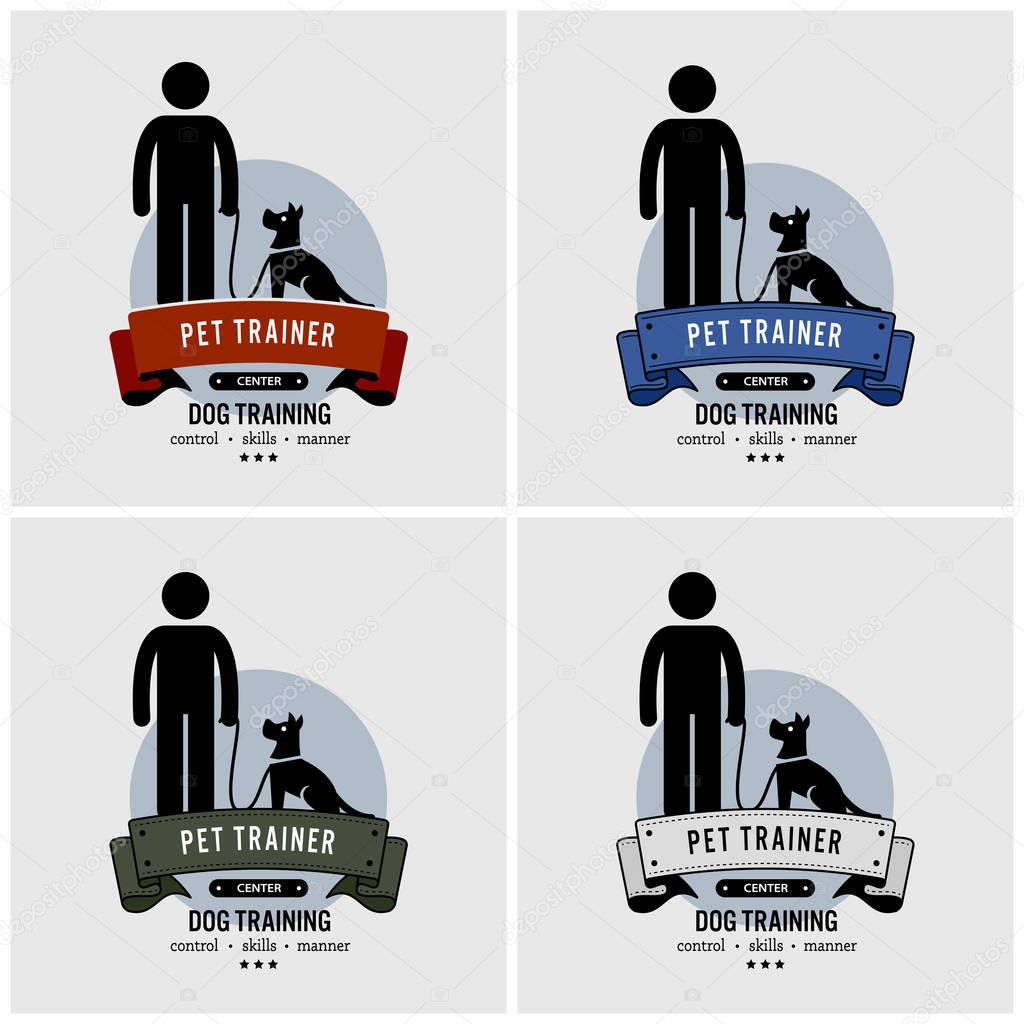 Dog training logo design. Vector artwork of pet trainer.