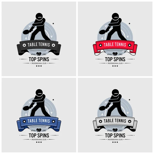 Masa Tenisi Kulübü Logo Tasarımı Vektör Çizimi Ping Pong Turnuva — Stok Vektör