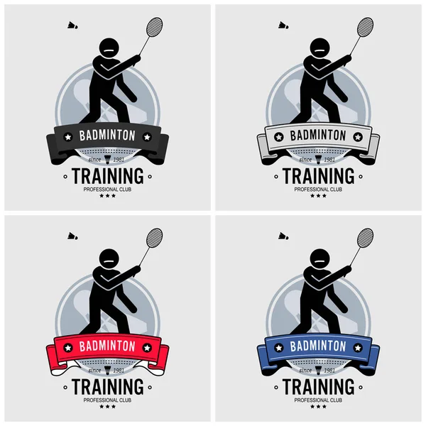 Badminton Clube Logotipo Design Obra Arte Vetorial Badminton Player Centro — Vetor de Stock