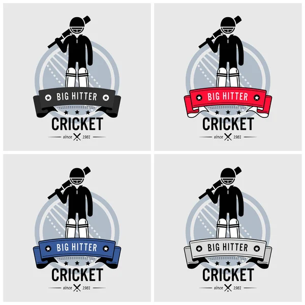 Kriket Kulübü Logo Tasarımı Vektör Sanat Eseri Tutarak Sopayla Poz — Stok Vektör