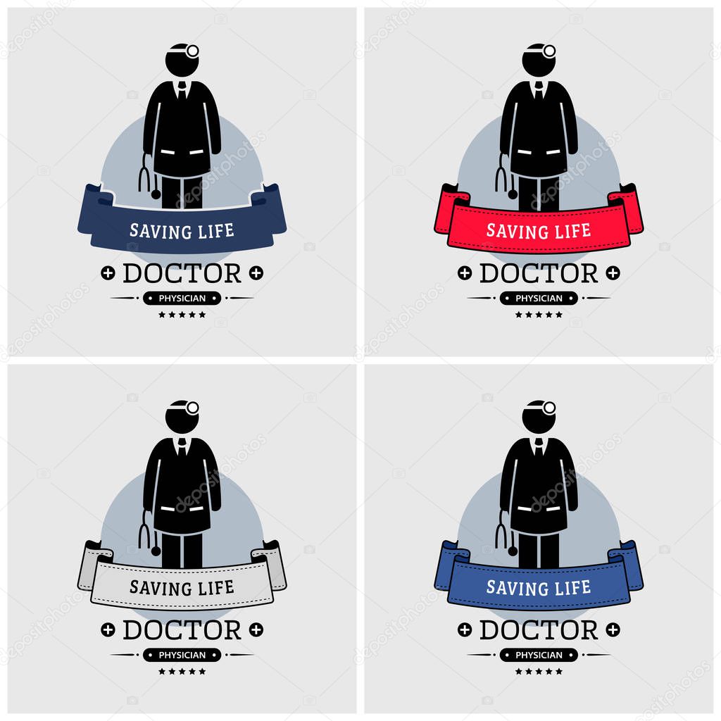 Doctor logo design. Vector artwork of medical specialist or physician.