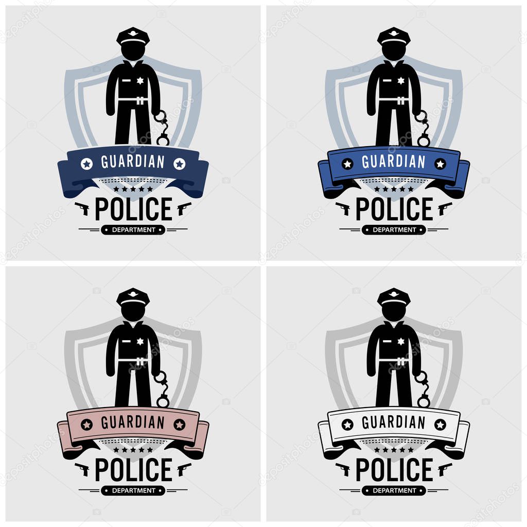 Police logo design. Vector artwork of police officer and department.