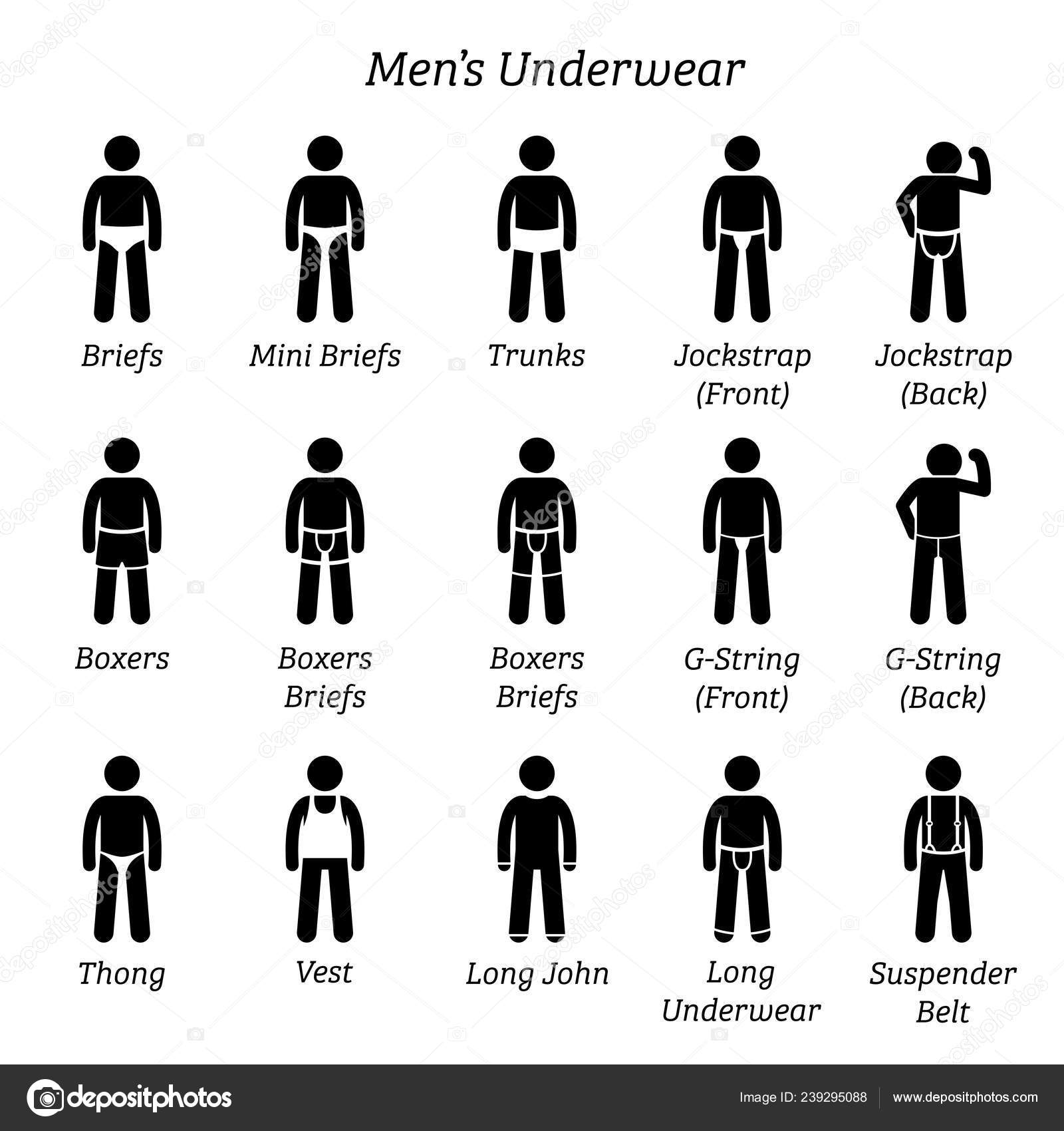 Men Underwear Undergarment Stick Figures Depict Set Different Types  Underwear Stock Vector by ©leremy 239295088