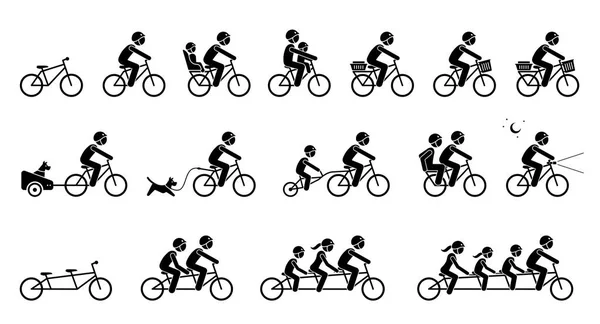 Bicycle Accessories Equipments Pictograms Depicts Type Bicycle Attachments Seats Gears — Stock Vector