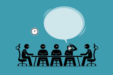 Komik maymun işadamı konuşan ve insanlarla bir iş toplantısında fikrini düşündürmektedir. Vektör kavramı sanat akıllı, aptal, komik, aptal, yaratıcı ve yenilikçi fikir tasvir. 