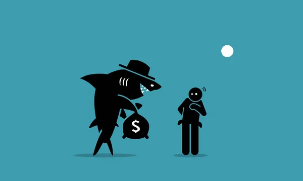 Loan Shark Poor Man Vector Artwork Depicts Loan Shark Trying — Stock Vector