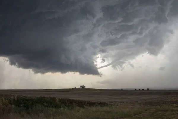 Rope Tornado Funnel Dissipates Updraft Supercell Thunderstorm — Stock Photo, Image