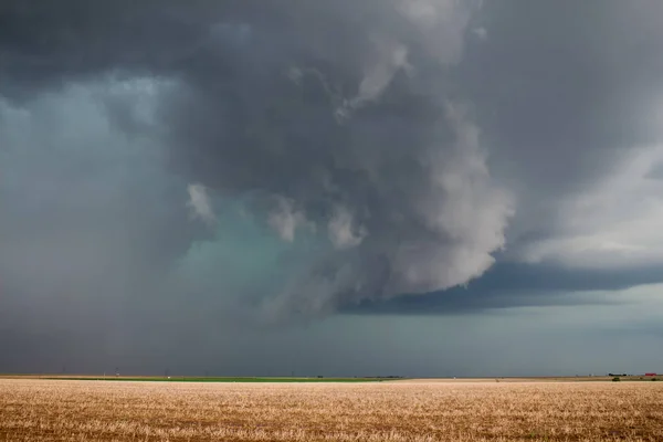 Severe Supercell Storm Containing Rain Hail Damaging Winds Approaches Farmland — Stock Photo, Image