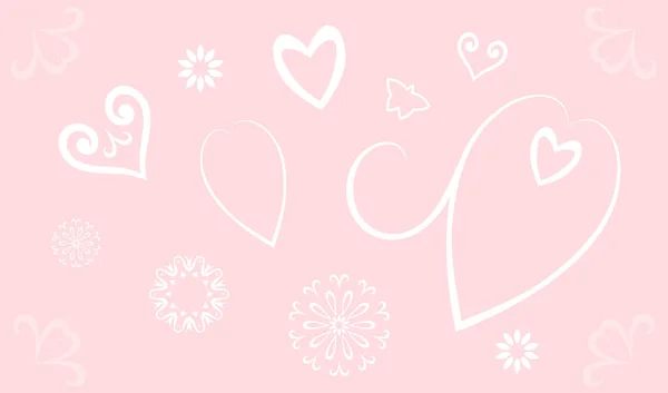 粉红色背景的心和花 情人节 母亲节 矢量插图 — 图库矢量图片