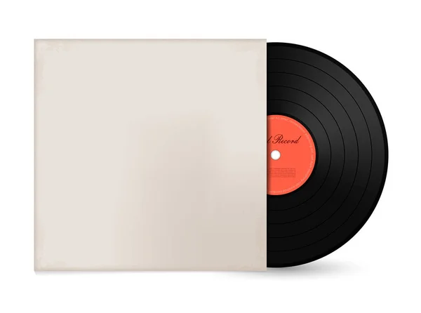 Vintage Vinyl Record Cover Mockup Vector Illustration White Background — Stock Vector