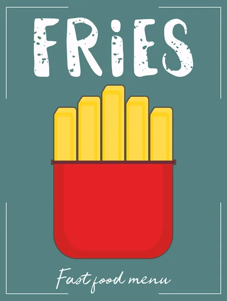 Bratkartoffeln Farbe Flaches Poster Für Menü Café Fast Food Pommes — Stockvektor