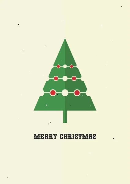 Frohe Weihnachten Grußkarte Geschmückter Tannenbaum Auf Weißem Retro Papier Hintergrund — Stockvektor