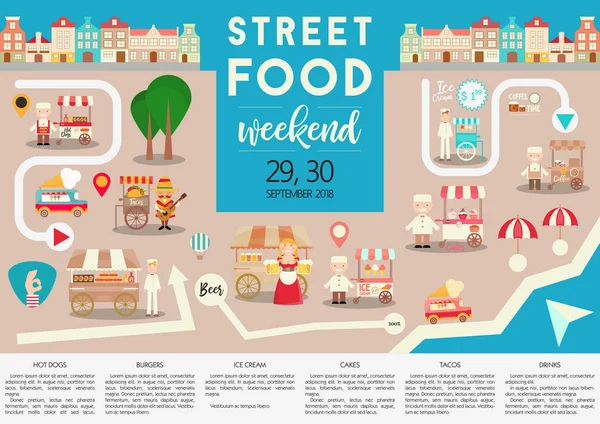Weekend Street Food — Vettoriale Stock