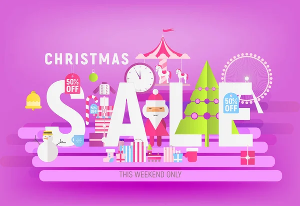 Página Desembarque Feira Natal Online Férias Inverno Compras Modelo Caixas — Vetor de Stock