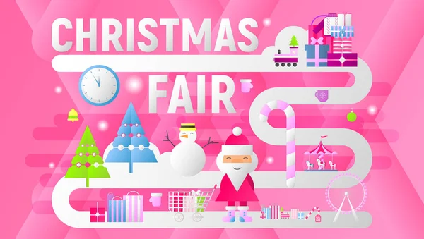 Online Christmas Fair Bestemmingspagina Wintervakantie Aankopen Sjabloon Moderne Platte Ontwerp — Stockvector