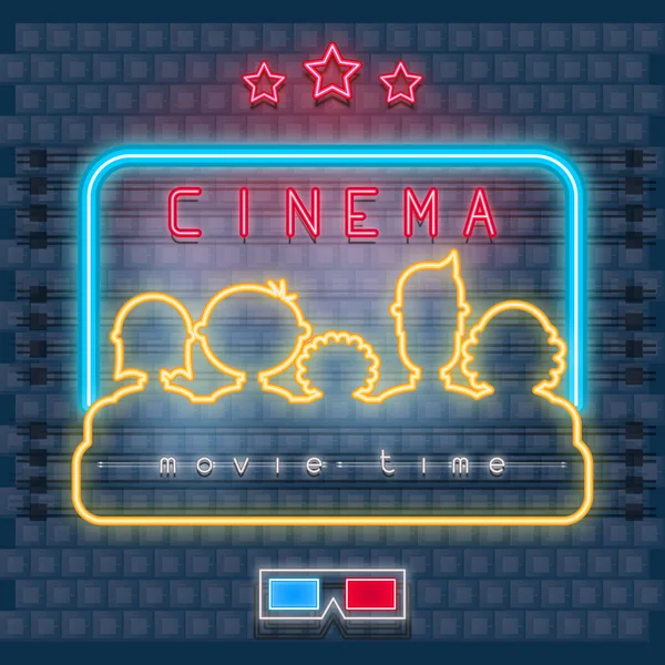 Diseño Moderno Neon Sign Con Cinema Banner Design Template Letrero — Archivo Imágenes Vectoriales