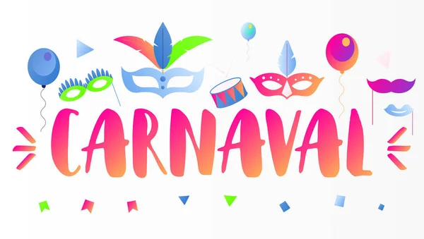 Бразилія Карнавал Банер Adwertisement Популярної Події Бразилія Карнавал Текст Masquerad — стоковий вектор