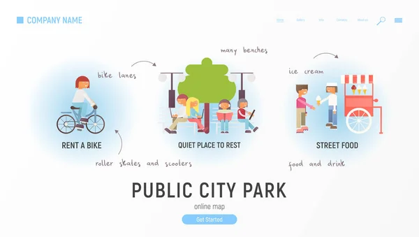 Parque público de ciudad — Vector de stock