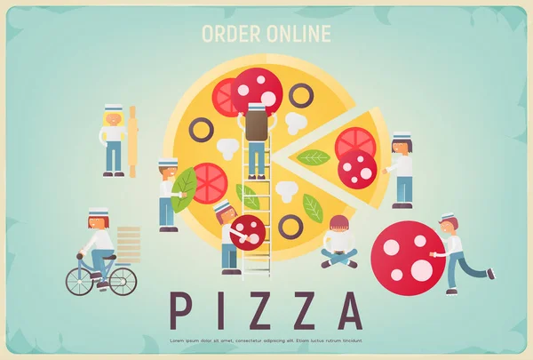 Pizza online bestellen — Stockvektor