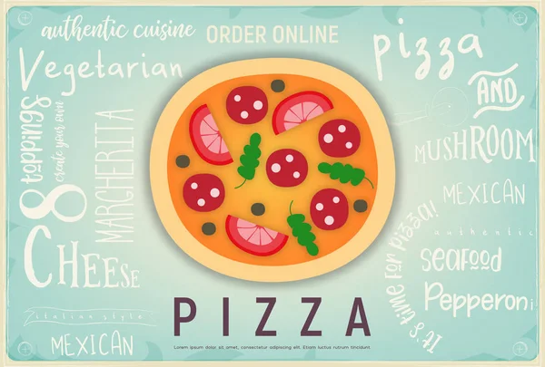 Bannière rétro de pizza — Image vectorielle