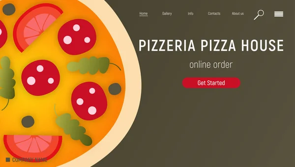 Página de desembarque da pizzaria — Vetor de Stock
