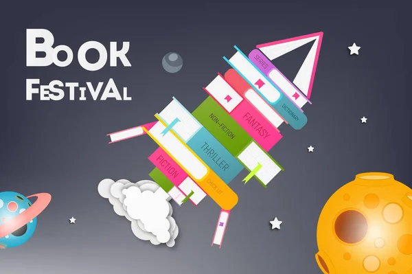 Plakkaat voor boek Festival — Stockvector