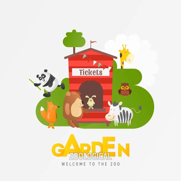 Zoo Animals in Zoological Garden Ad — Stock vektor