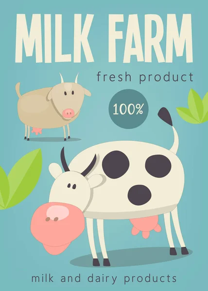 Milk Farm Poster — Stock Vector