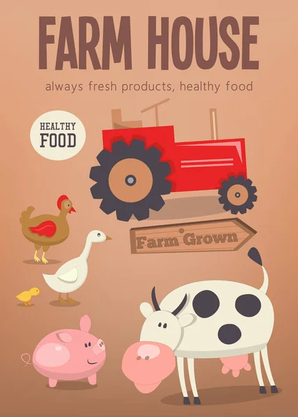 Poster de casa de fazenda — Vetor de Stock