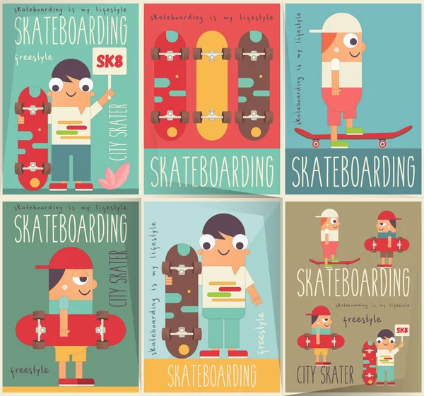 Plakate zum Skateboarden — Stockvektor