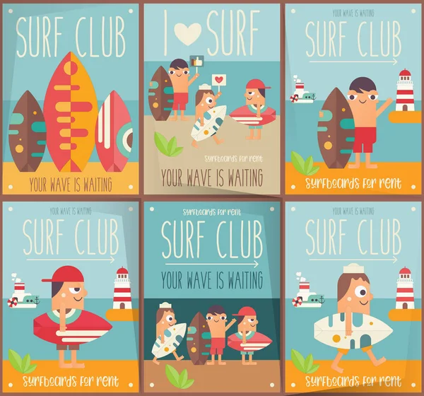 Набір плакатів для серфінгу — стоковий вектор