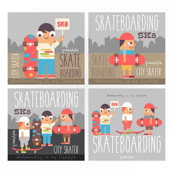 Plakatset für Skateboarding — Stockvektor