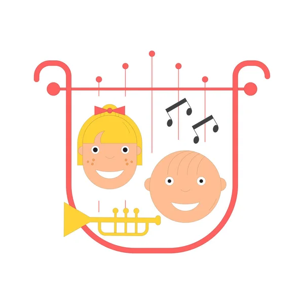Дитячий музичний фестиваль емблема — стоковий вектор