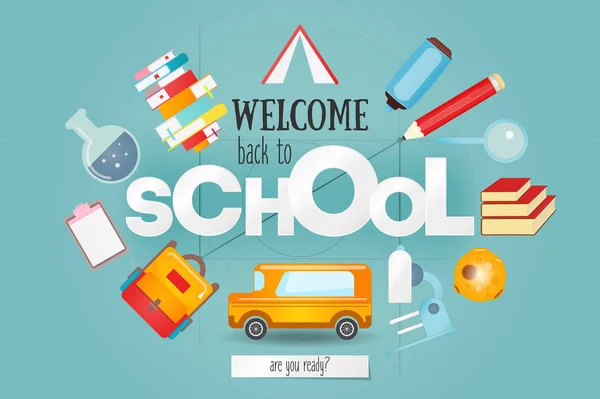 Καλώς ήλθατε πίσω στο σχολείο κάρτα — Διανυσματικό Αρχείο