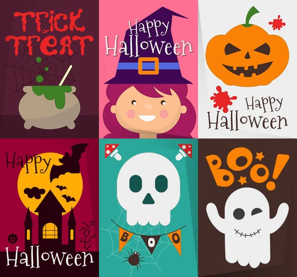 Happy Halloween Posters Set — Stock Vector