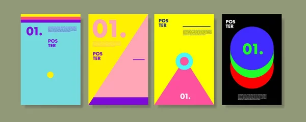 Abstrakcja Kolaż Kolorowy Plakat Projekt Szablon Cool Retro Geometrycznych Okładka — Wektor stockowy