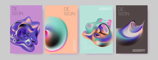 カラフルな流体図形と未来的なポスターのセット — ストックベクタ