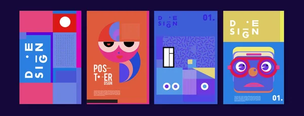 図形と文字とカラフルな幾何学的なポスター — ストックベクタ