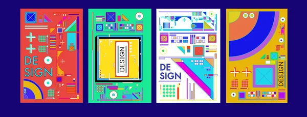 Abstrakta Färgstarka Collage Affisch Designmall Cool Geometriska Och Retro Bakgrund — Stockfoto