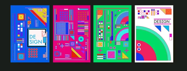 Abstract colorful collage poster design template. Cool geometric and retro background cover design.