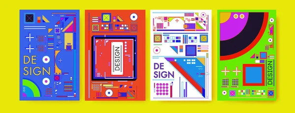 Soyut renkli kolaj poster tasarım şablonu. Serin geometrik ve retro arka kapak tasarımı.