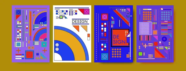 Soyut Renkli Kolaj Poster Tasarım Şablonu Serin Geometrik Retro Arka — Stok fotoğraf