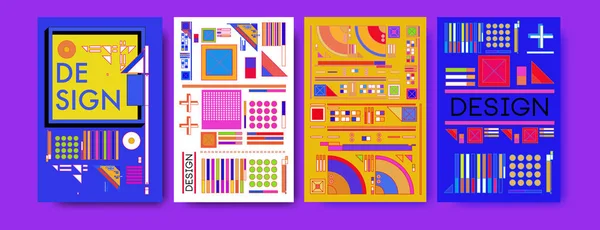 Modello Astratto Colorato Disegno Poster Collage Raffreddare Disegno Geometrico Retrò — Foto Stock
