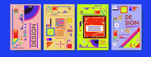 Šablona Návrhu Plakátu Abstraktní Barevné Koláže Zajímavý Geometrický Retro Design — Stock fotografie