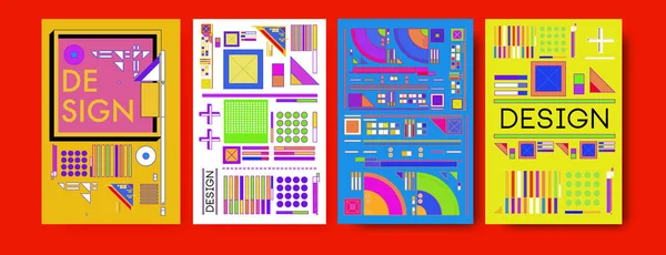 Абстрактный Красочный Плакат Коллаж Соблазняет Прохладный Геометрический Ретро Дизайн Обложки — стоковое фото